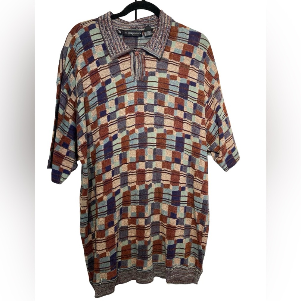 Jhane Barnes Botton Up Short Sleeve Sweater